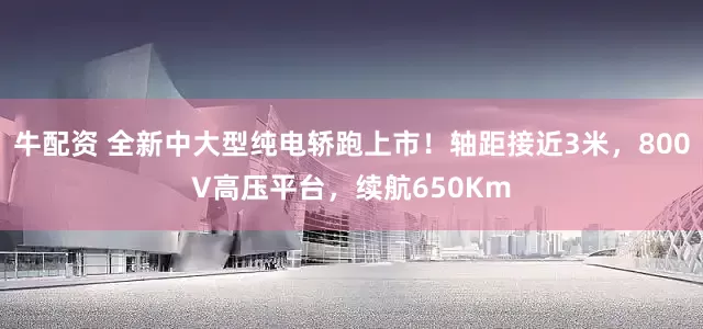 牛配资 全新中大型纯电轿跑上市！轴距接近3米，800V高压平台，续航650Km
